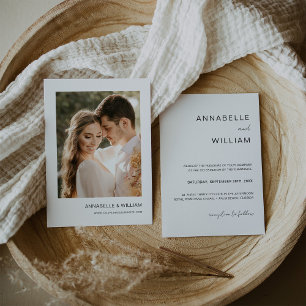 Simple Black & White Minimalist Wedding Photo Invitation