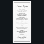 Simple Black White Modern Elegant Wedding Menu<br><div class="desc">Modern Wedding Menu in minimalist black and white with the header and your names in an elegant script along with your menu surrounded by a thin border. The backside has your monogram at the bottom. The fonts and border may be changed to any colour you wish by clicking the "customise"...</div>