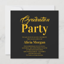 Simple Black White Modern Grad Party Card