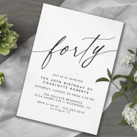 Simple Black & White Modern Minimal 40th Birthday