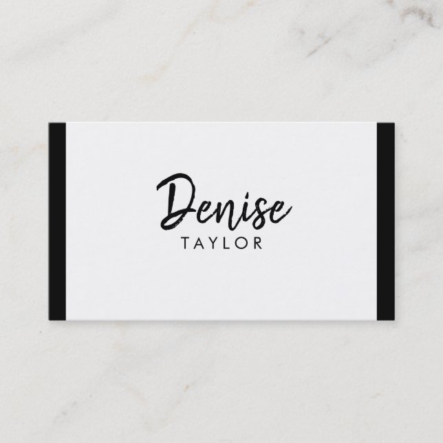 Simple black white modern square minimalist plain business card (Front)