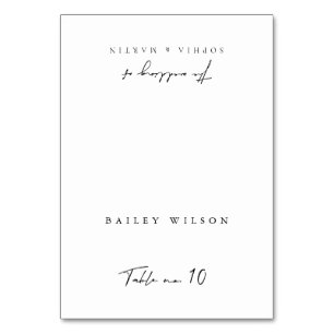 Simple Black & White Modern Wedding Place Card