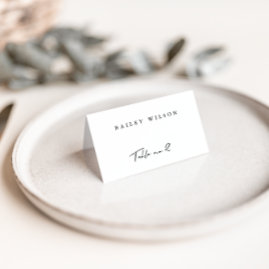 Simple Black & White Modern Wedding Place Card