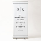 Simple Black White Monogram Wedding Welcome