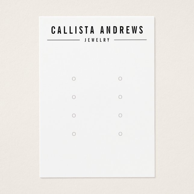 Simple Black White Multiple Earring Display Card (Front)