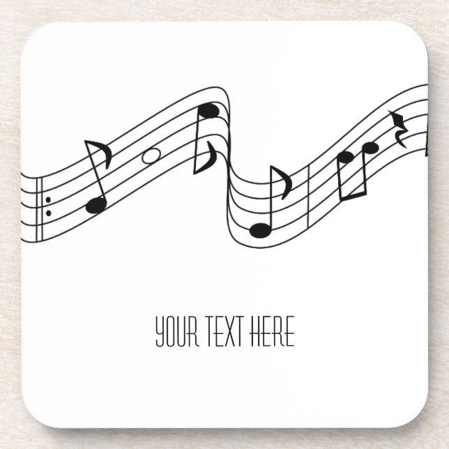 Simple Black White Music Notes Custom Name Coaster (Front)