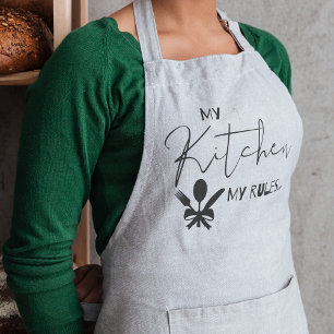 Simple Black White MY KITCHEN MY RULES  Apron