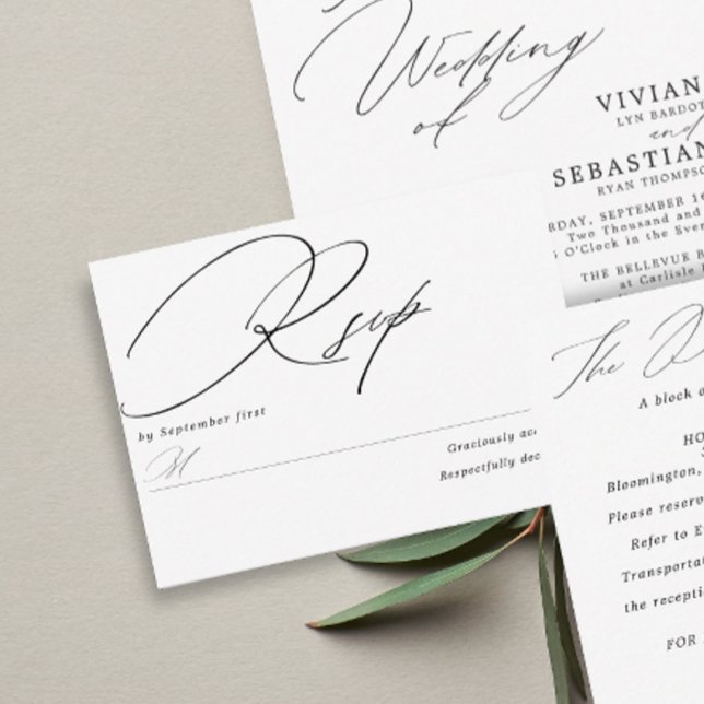 Simple Black White No Meal RSVP Card (Creator Uploaded)