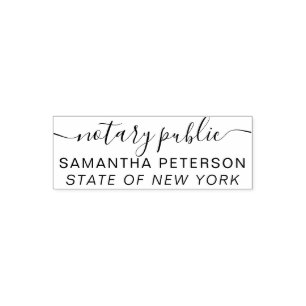 Simple black white notary public state typography self-inking stamp