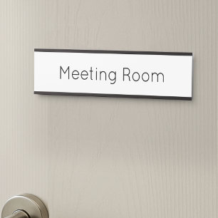 Simple Black & White Office Room Company Branded Door Sign