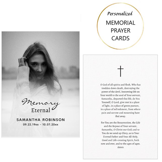 Simple Black & White Orthodox Funeral Prayer Card  (Creator Uploaded)