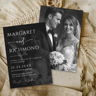 Simple Black & White Overlay Photo Classic Wedding Invitation