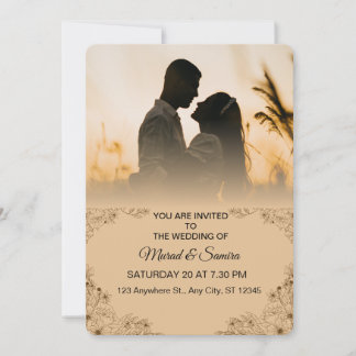 Simple Black & White Overlay Photo Wedding Invitat Invitation
