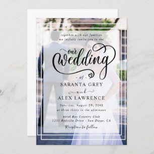 Simple Black & White Overlay Photo Wedding  Invitation
