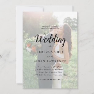 Simple Black & White Overlay Photo Wedding Invitation
