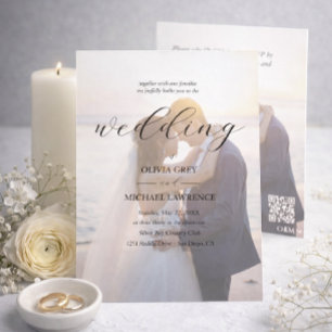 Simple Black & White Overlay Photo Wedding Invitation