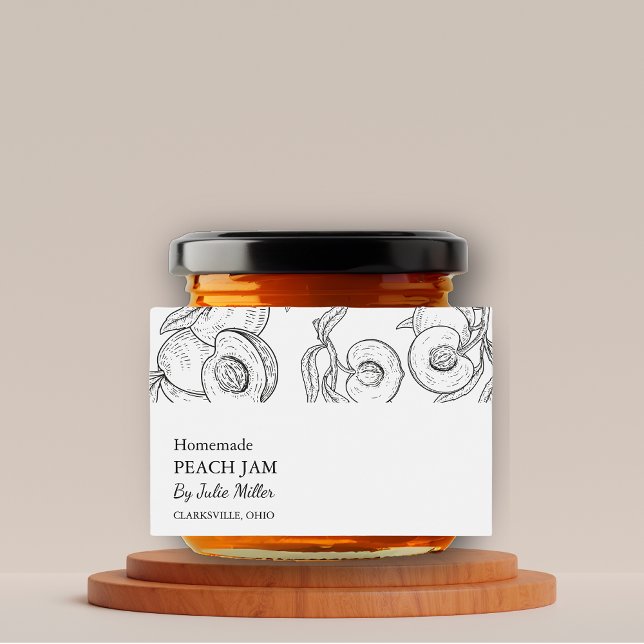 Simple Black & White Peach Jam Label (Creator Uploaded)