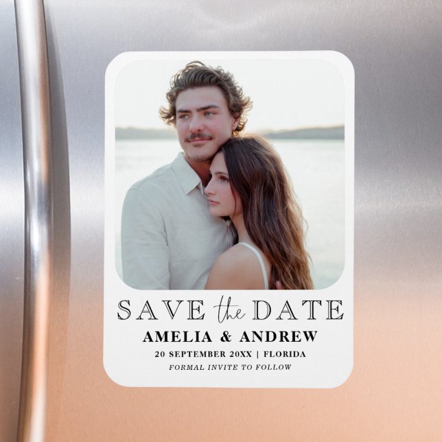 Simple Black & White  Photo Save the Date Magnet (Creator Uploaded)