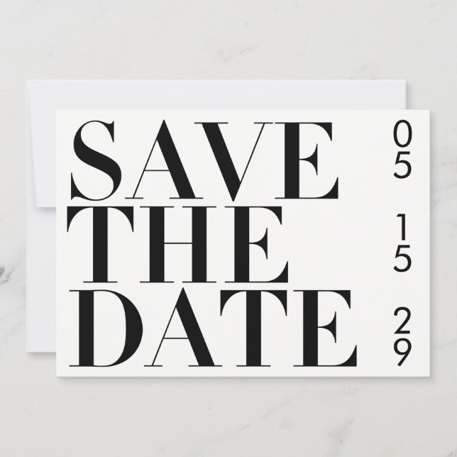 Simple Black White Photo Typography Save the Date (Front)