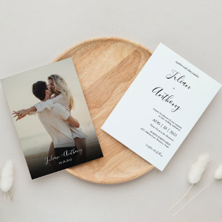 Simple Black & White Photo Wedding Invitation