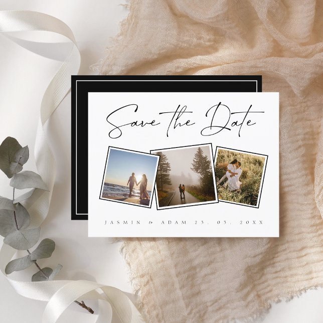 Simple Black White Photo Wedding Save the Date Announcement Postcard (Creator Uploaded)