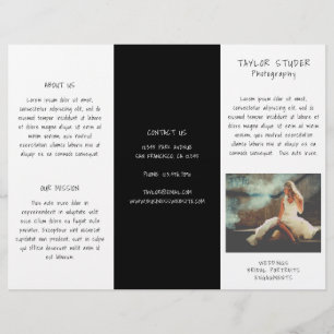 Simple Black White Photography Trifold Brochure