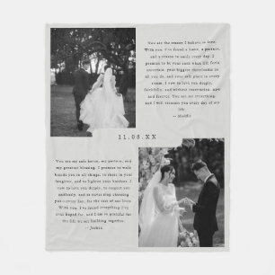 Simple Black & White Photos Custom Wedding Vows Fleece Blanket