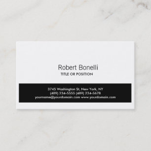 Simple Black White Plain Business Card