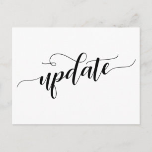 Simple Black White Postponed Wedding Update Notice Postcard