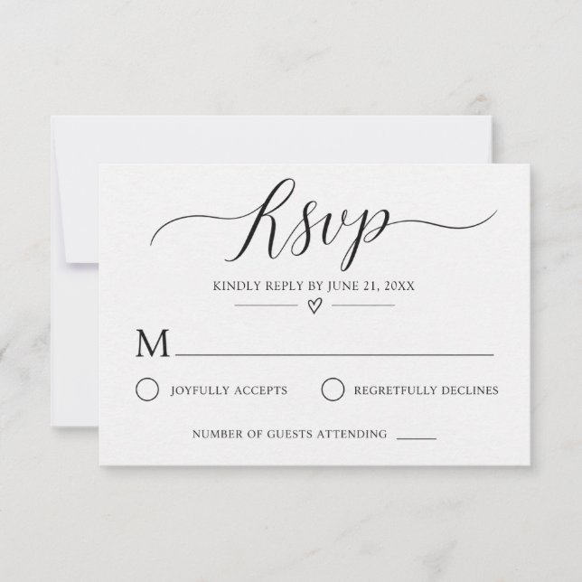 Simple Black & White QR Code Wedding RSVP Card (Front)