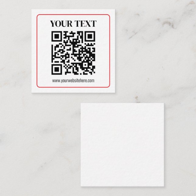 Simple Black & White QR code with Red Border Enclosure Card (Front/Back)