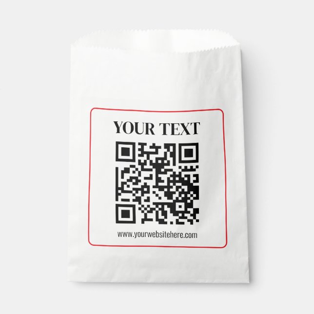 Simple Black & White QR code with Red Border Favour Bag (Front)