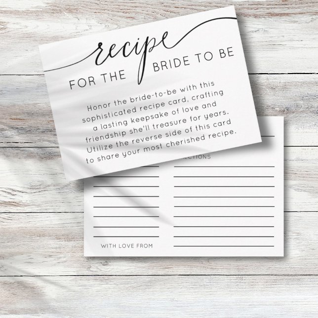 Simple Black & White Recipe for the Bride to Be  Enclosure Card (Creator Uploaded)