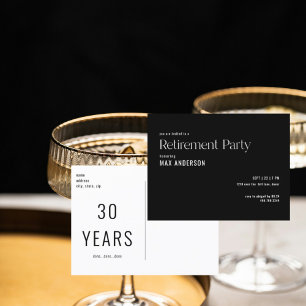 Simple Black & White Retirement Party Invitation Postcard