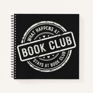 Simple Black White Retro Style Book Club Journal