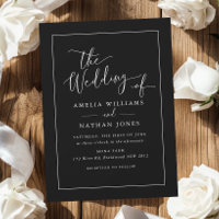 Simple Black White Rustic Script Wedding  