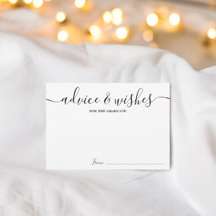 Simple Black white script advice wishes graduation Enclosure Card