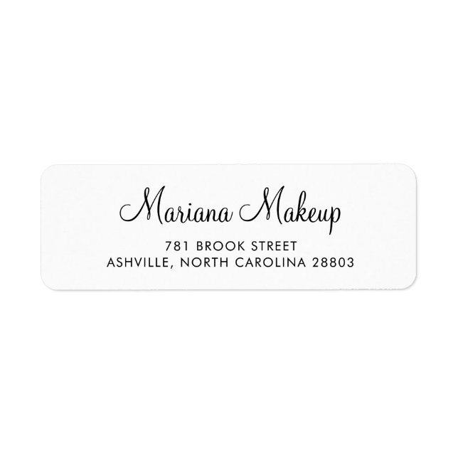 Simple Black White Script Business Return Address Label (Front)