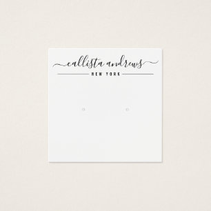 Simple Black White Script Earring Display Card