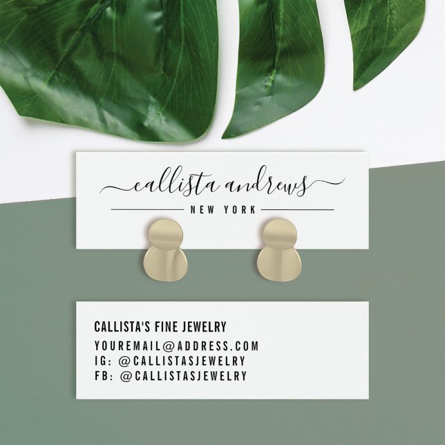 Simple Black White Script Earring Display Card (Creator Uploaded)