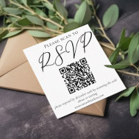 Simple Black White Script Formal Wedding Scan RSVP