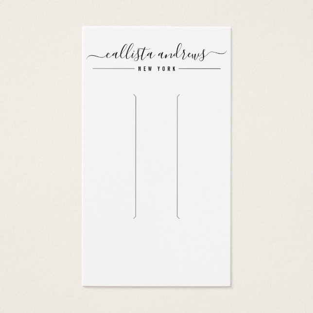 Simple Black White Script Hair Clip Display Card (Front)