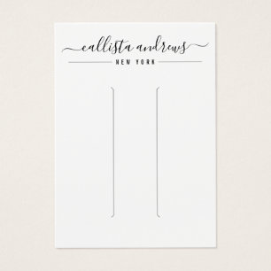 Simple Black White Script Hair Clip Display Card