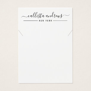 Simple Black White Script Necklace Display Card