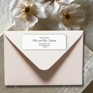 Simple Black White Script Wedding Return Address Return Address Label