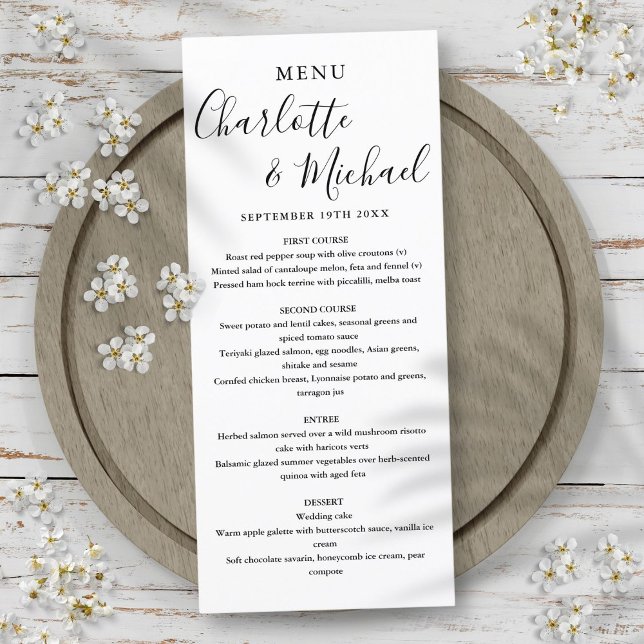 Simple Black White Signature Script Wedding Menu (Simple Black White Signature Script Wedding Menu)