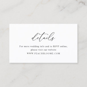 Simple Black & White Small Wedding Details Card