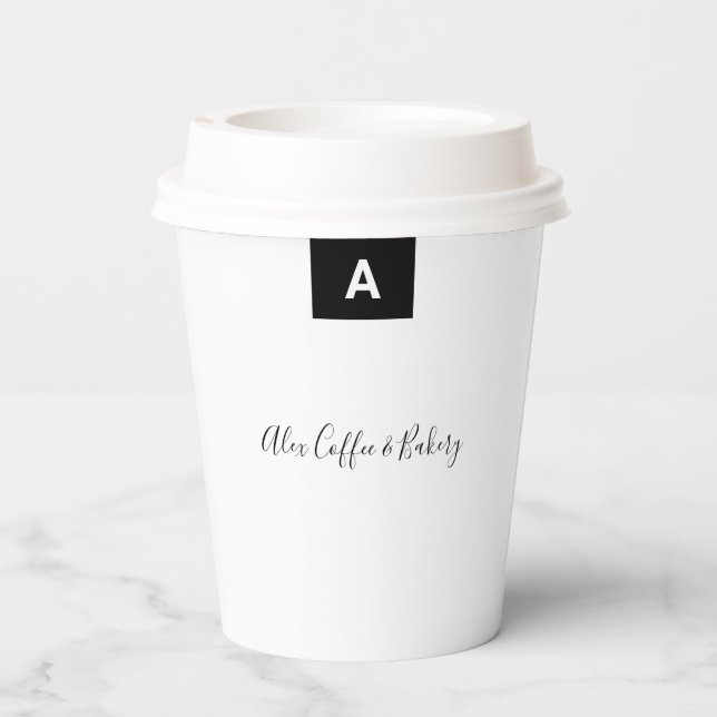 Simple Black & White Social media Business Custom Paper Cups (Back)
