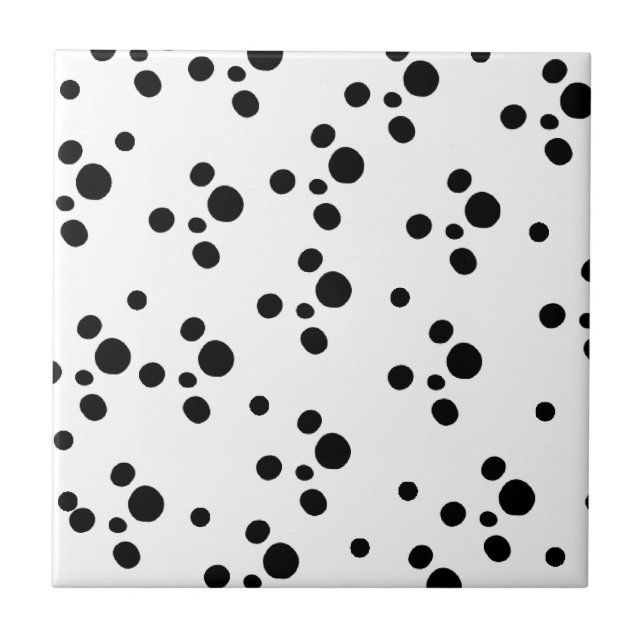 Simple Black & White Spotted Pattern Ceramic Tile (Front)