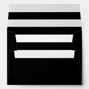 Simple Black White Striped Lined Black Envelope